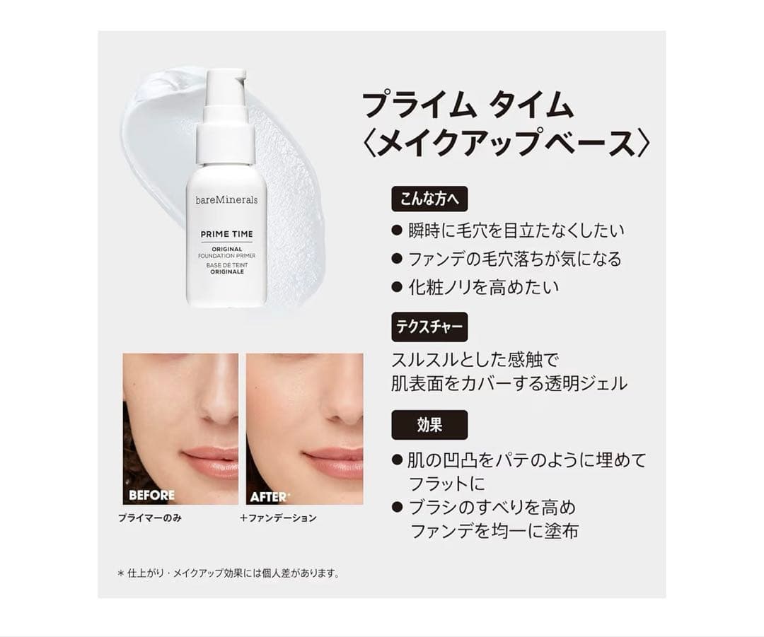 ベアミネラルプライムタイム　メイクアップベース　ポアプライマー　下地　新品