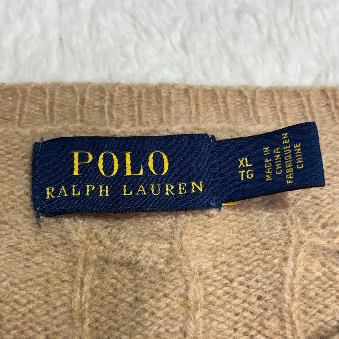 大きいサイズ　ポロラルフローレン　ケーブルニットセーター　カシミア混　ポニー刺繍