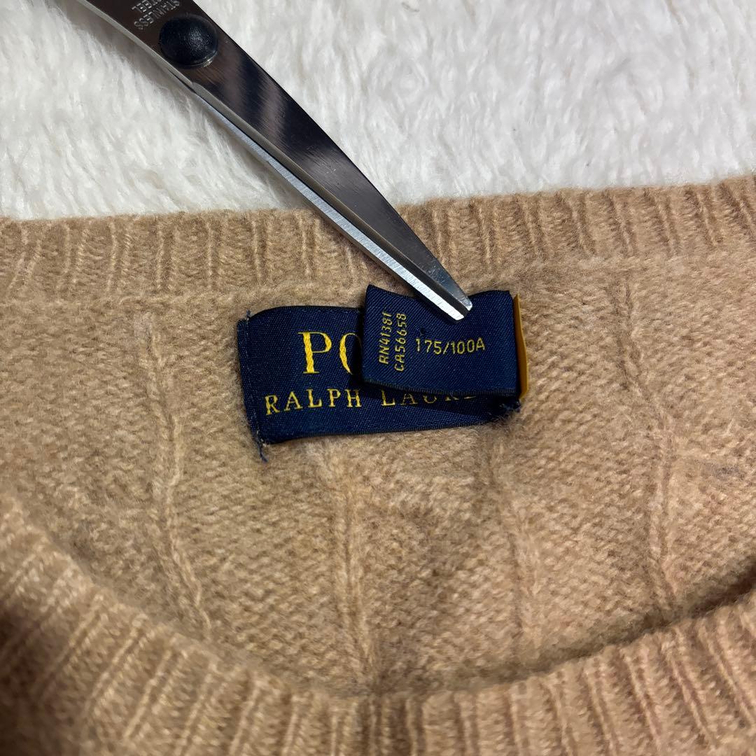 大きいサイズ　ポロラルフローレン　ケーブルニットセーター　カシミア混　ポニー刺繍