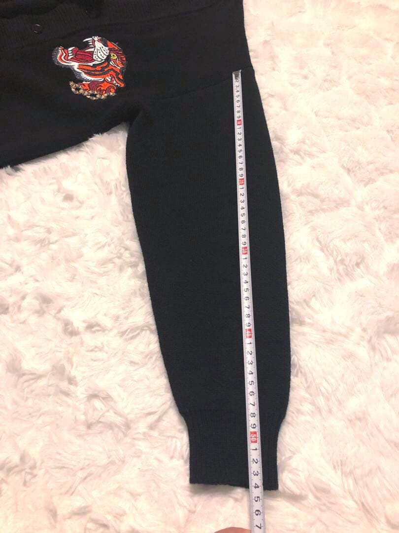 チュウカタベタイ虎刺繍デザインカーディガン 黒LサイズAS FAR HEAVEN