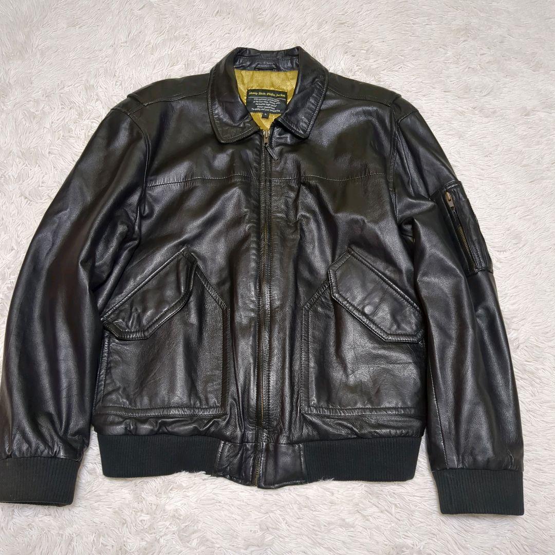 90's CWU-45P 羊革 フライトジャケット 黒 裏地金 グレンフィールド