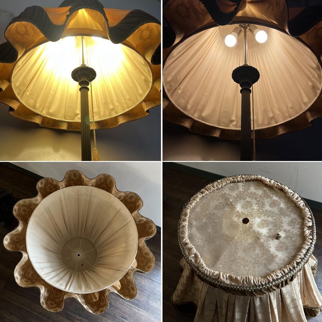 k208r124 大きなファブリックシェードのフロアランプ 金華山調 装飾支柱