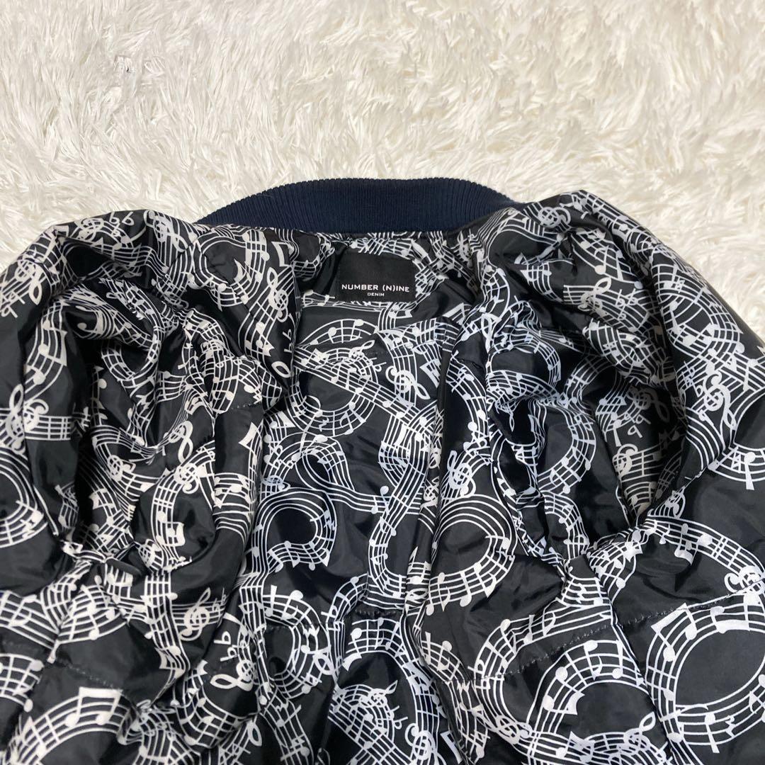 希少サイズ　美品✨ナンバーナイン　ボンバージャケット　L 音符　ダブルジップ 紺