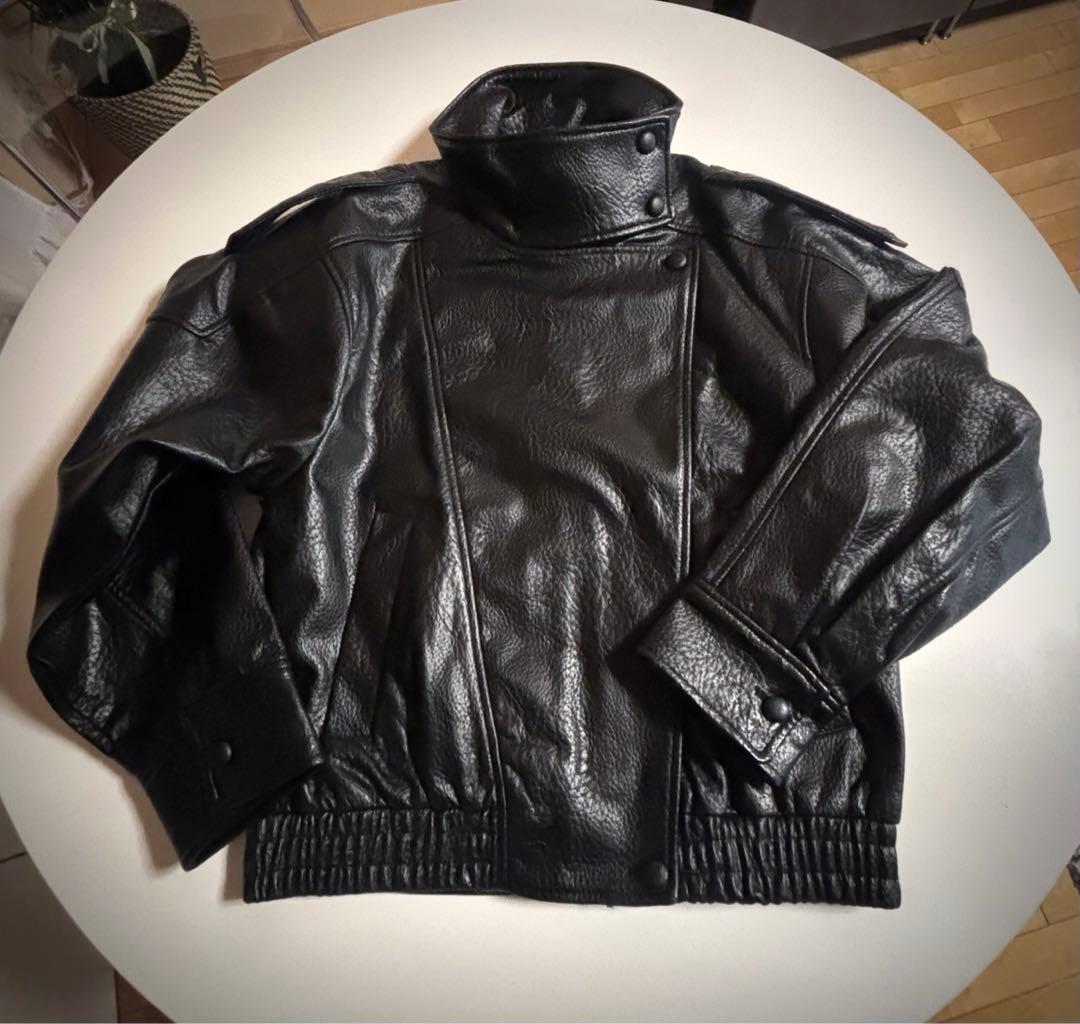 本物 ZARA ザラ フェイクレザージャケット ブラック 黒 xs YSL似