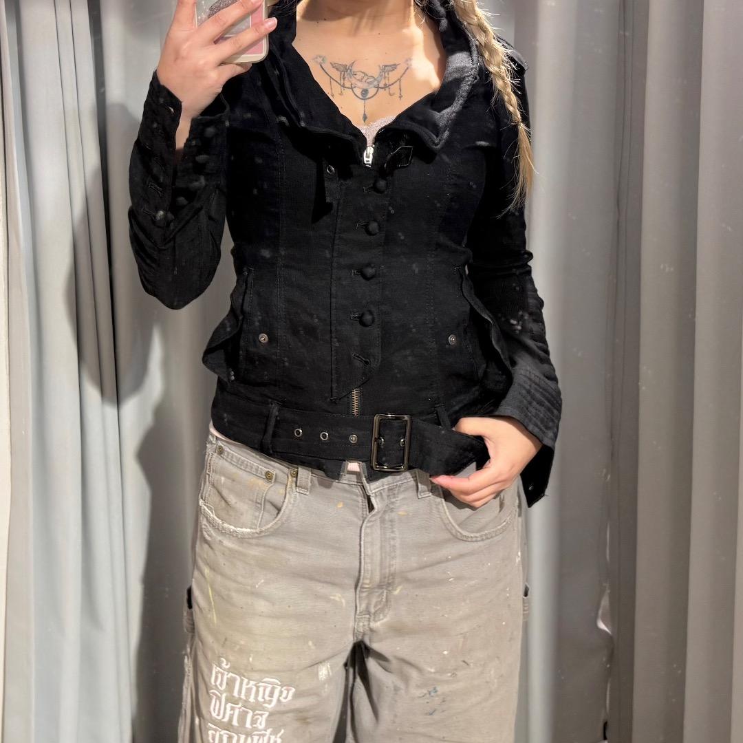 5351POURLESFEMMESミリタリージャケット黒ダブルジップy2k