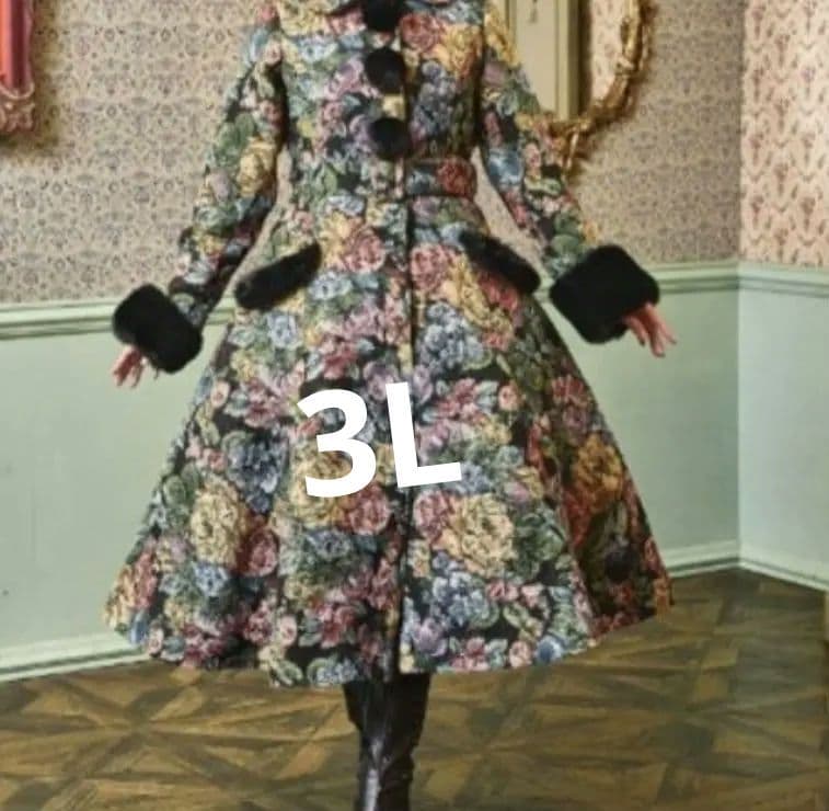 しまむら×クラロリくる実 ノエルドメモワール ゴブラン ファーコート 3L