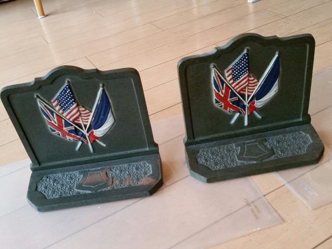 ブックエンド 鉄製 星条旗 ユニオンジャック フランス国旗 フラッグ 収納