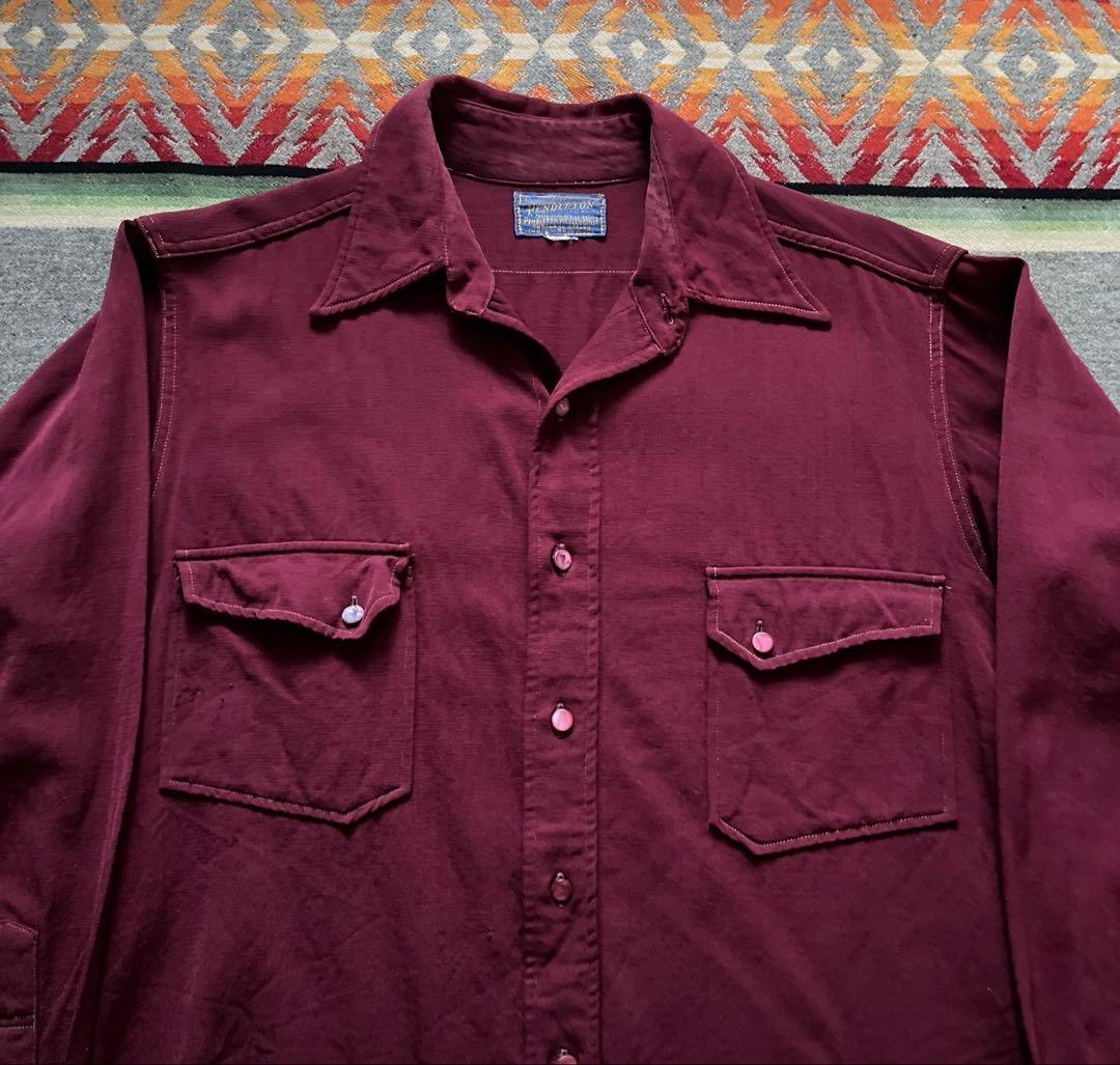 40s ペンドルトン ウール ギャバジン シャツ /ボードシャツ 50s 60s