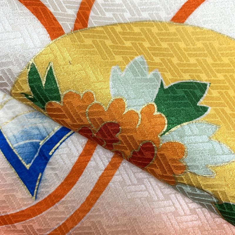 602ag25□七五三 七歳 女児 着物&袋帯&長襦袢 金彩 冊子□状態良好