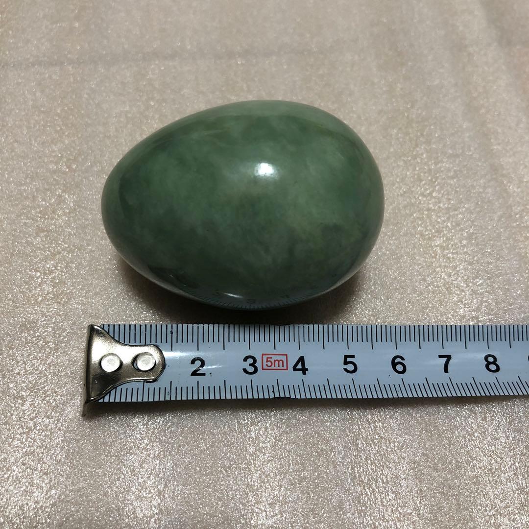 【アンティーク】卵型玉翡翠　置物　飾り台・箱付 jade antiques