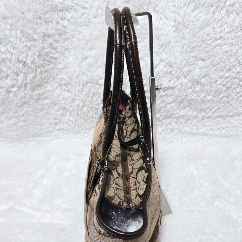 COACH パッチワーク トート ブリーカー 異素材 ブラウン 12899