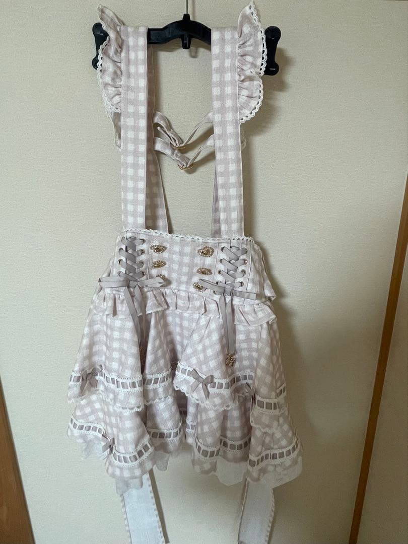 LIZLISA はしごリボンギンガムティアードスカパン ピンク