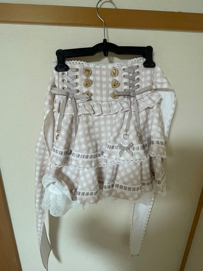 LIZLISA はしごリボンギンガムティアードスカパン ピンク