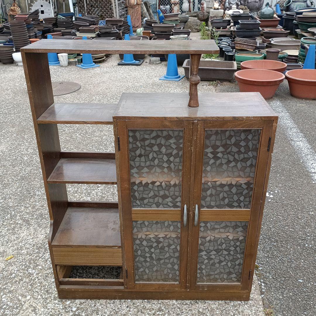 3078）昭和レトロ　昭和型ガラス入り　飾り棚 アンティーク