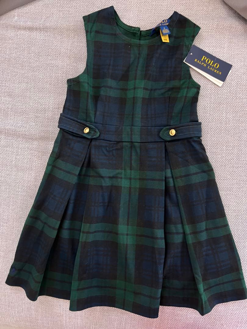 ラルフローレン　緑×黒　ノースリーブ チェック柄 ワンピース　サイズ120cm