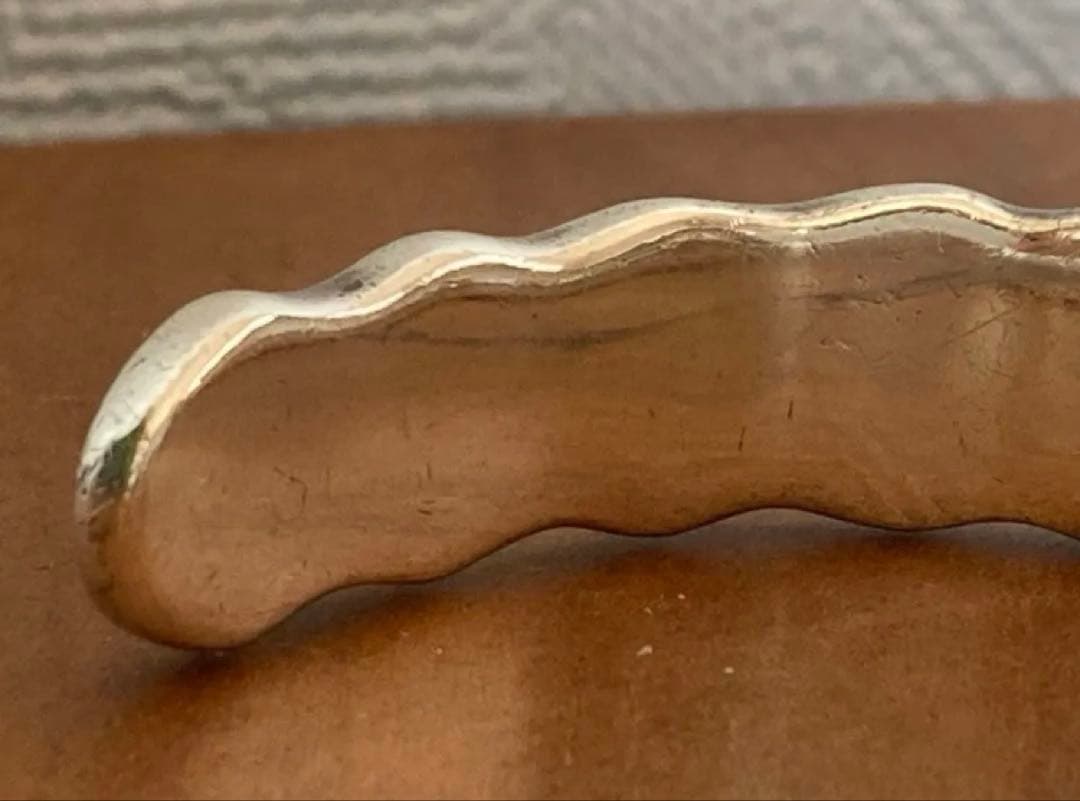 90sシルバーバングル｜925刻印×刻印×金のポイント｜インディアンジュエリー風