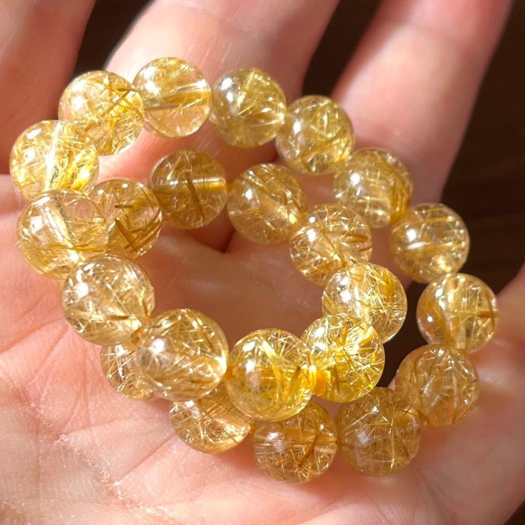 ゴールドルチル 天然石 ブレスレット 7.7mm前後 パワーストーン 開運 金運