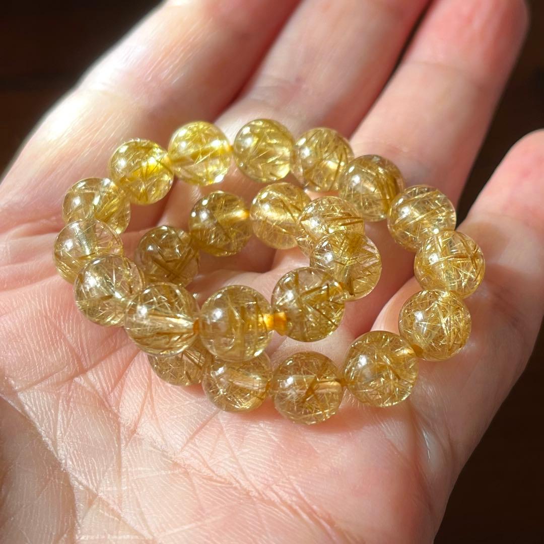 ゴールドルチル 天然石 ブレスレット 7.7mm前後 パワーストーン 開運 金運
