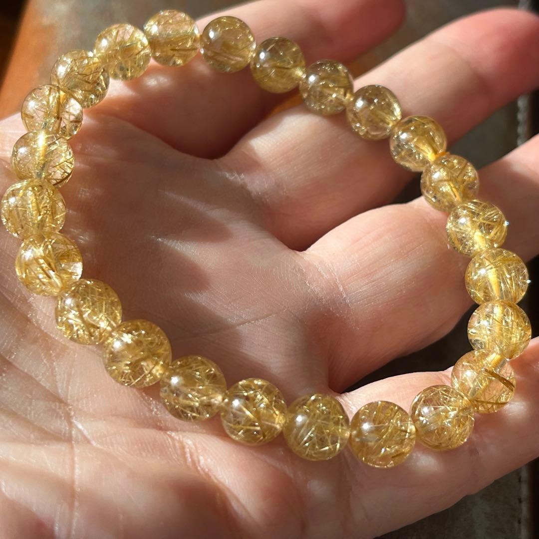 ゴールドルチル 天然石 ブレスレット 7.7mm前後 パワーストーン 開運 金運