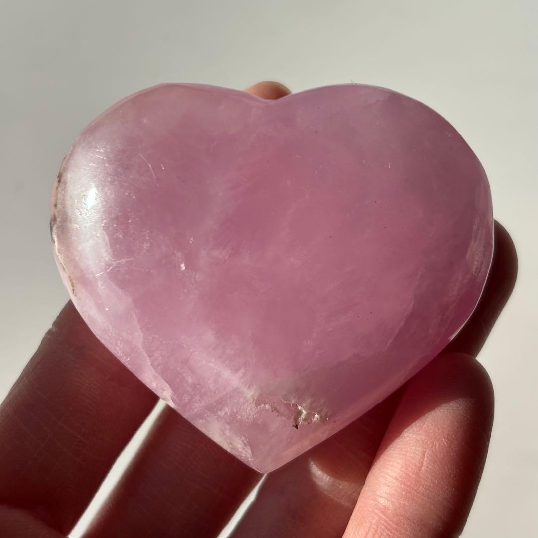高品質　ピンクアラゴナイト　ハート　天然石　お守り