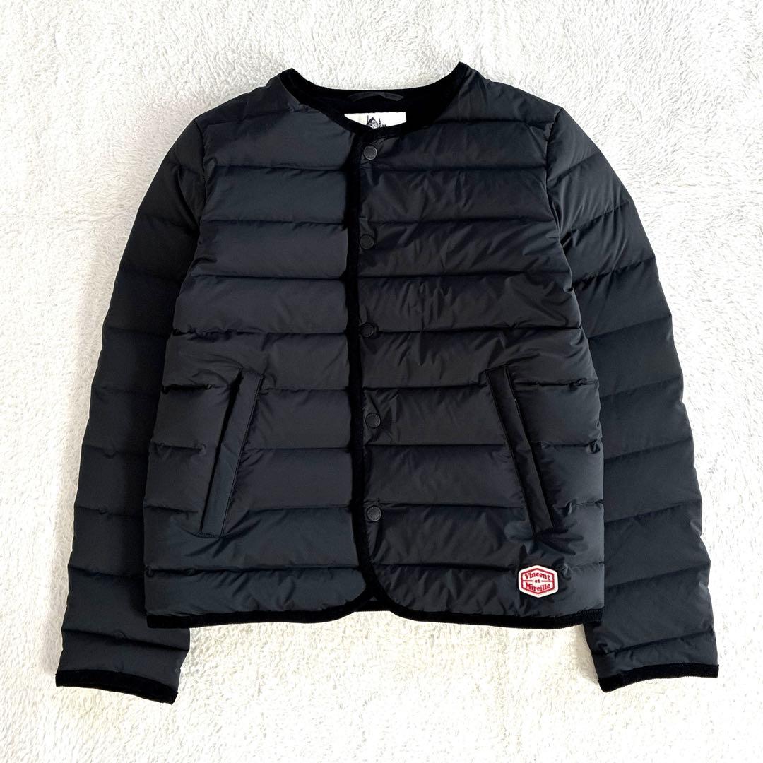 美品 バンソンエミレイユ ステッチレスダウンカーディガン 黒 ダウンジャケット