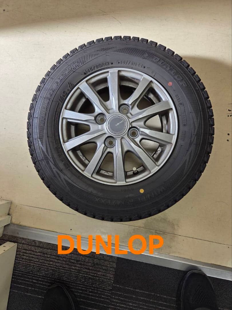 取引A 軽スタッドレス145_80R12ダンロップ WM SV01ホイール付２本