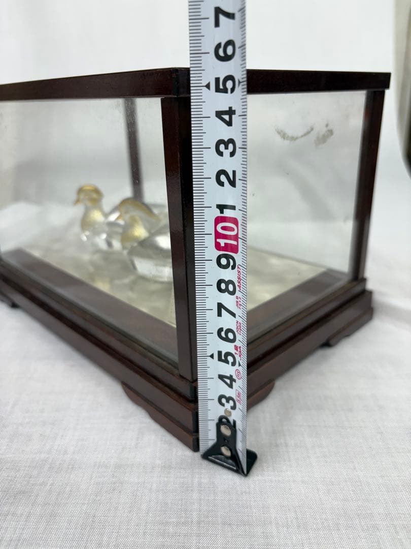 銀製　鴛鴦 オシドリ　ガラス製 置物 ケース入り