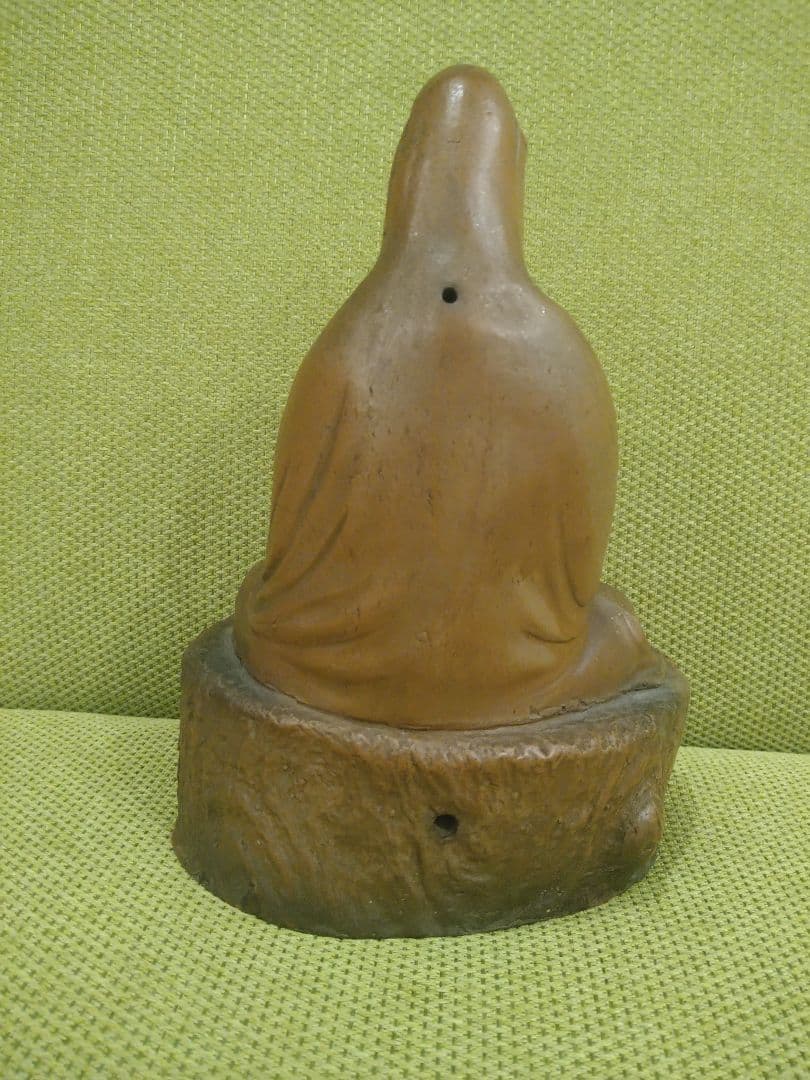 陶器製 仏像 座像、備前焼の観音様座像A1、№009、古い備前焼置物、希少品、