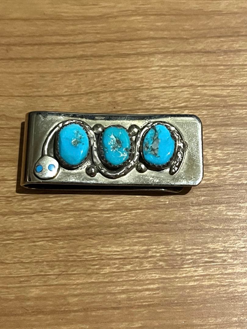 ZUNI族 エフィー カラバサ ターコイズ スネーク　マネークリップ　シルバー