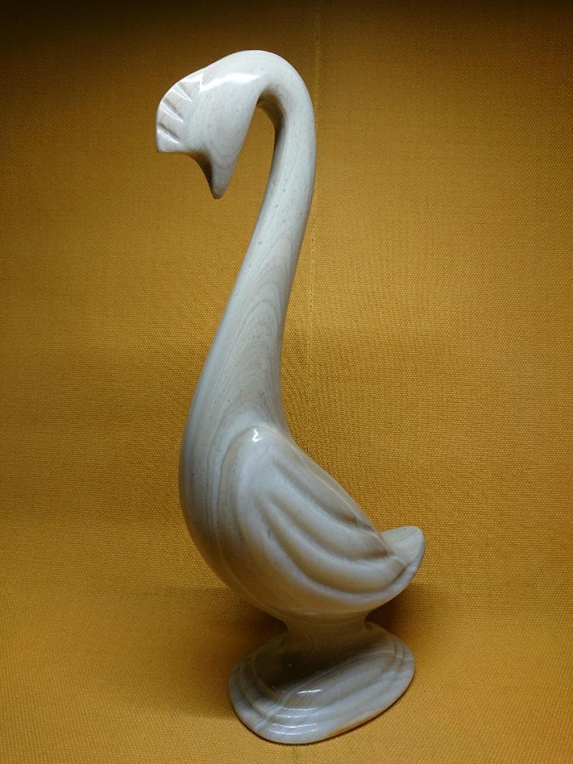 【美品】スワン　白鳥　天然石　彫刻　インテリア　置物　工芸品　美術品　A1394