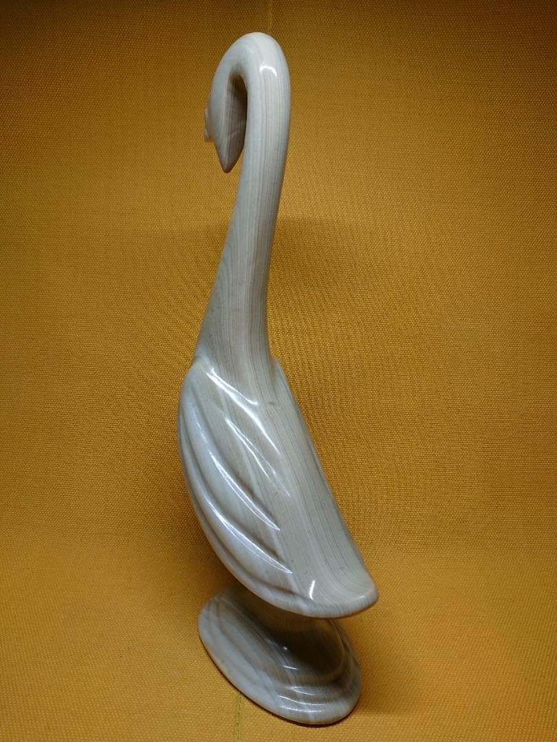 【美品】スワン　白鳥　天然石　彫刻　インテリア　置物　工芸品　美術品　A1394