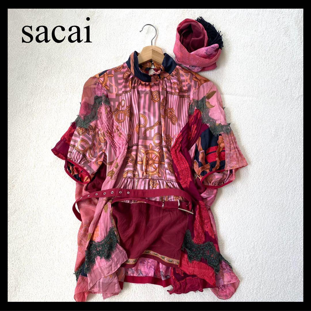 ストール付✨ベルト付✨sacai 17SS 再構築 プルオーバー ブラウス