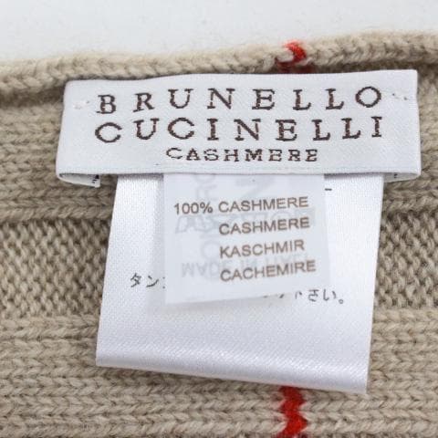 ◇美品 ブルネロクチネリ マフラー ストール ベージュ×赤 カシミヤ100％