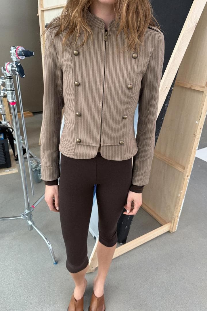 ZARA ストライプ柄フィットブレザー L