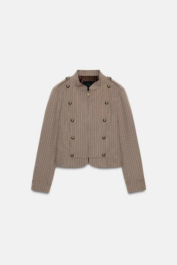 ZARA ストライプ柄フィットブレザー L