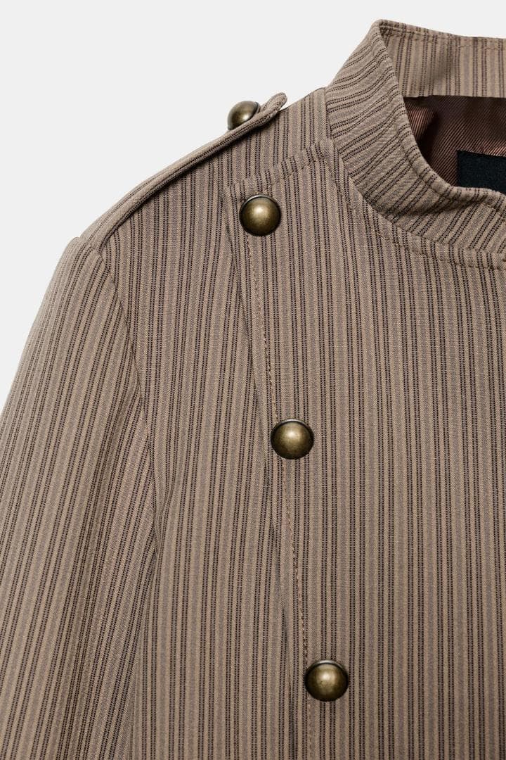 ZARA ストライプ柄フィットブレザー L