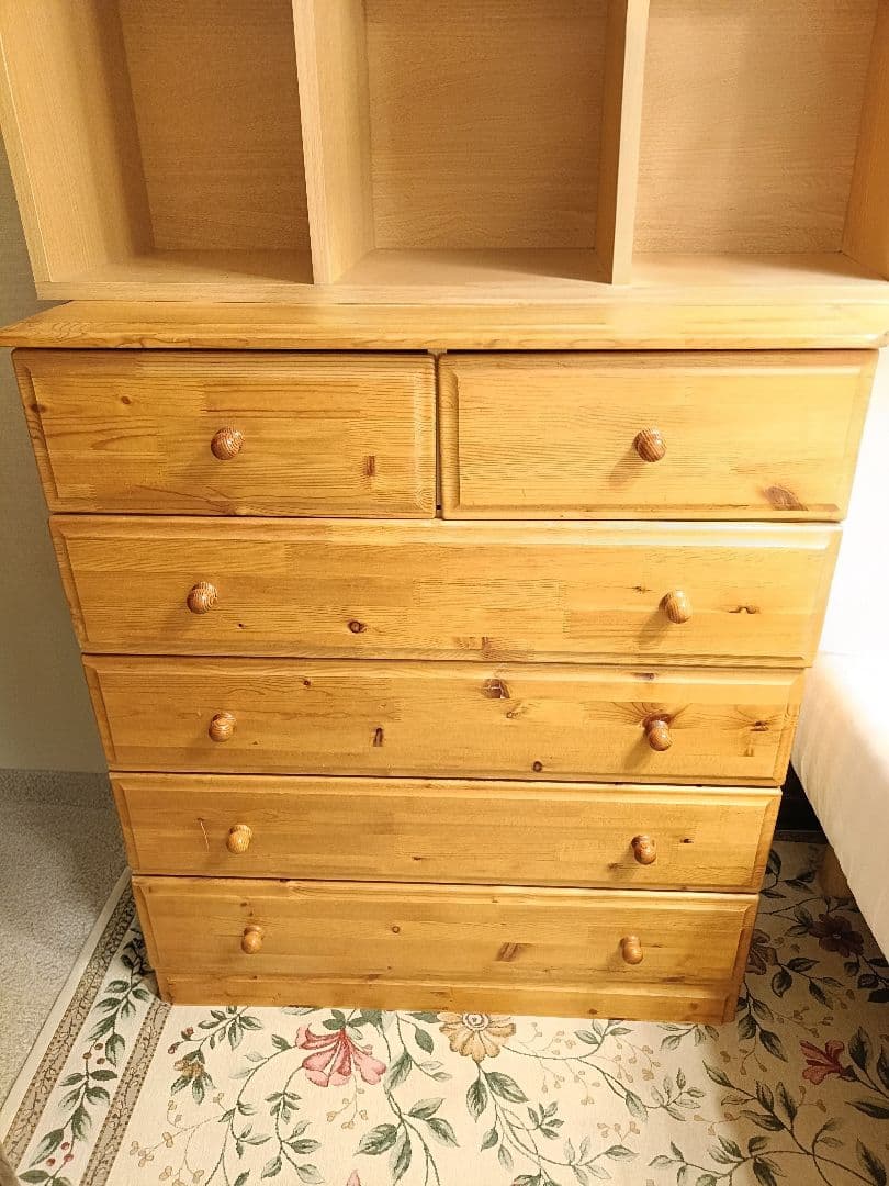 木製 5段チェスト キャビネット 洋服箪笥 五段 タンス ワイドチェスト 棚