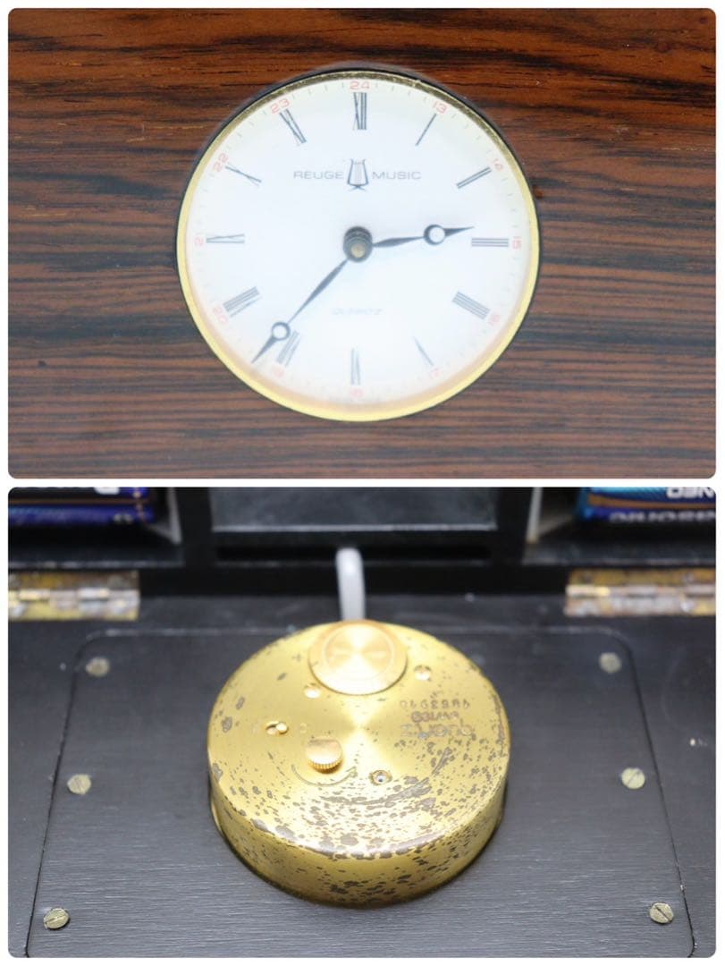 リュージュ　オルゴール　60弁　12曲　時計付き　クォーツ　目覚まし時計