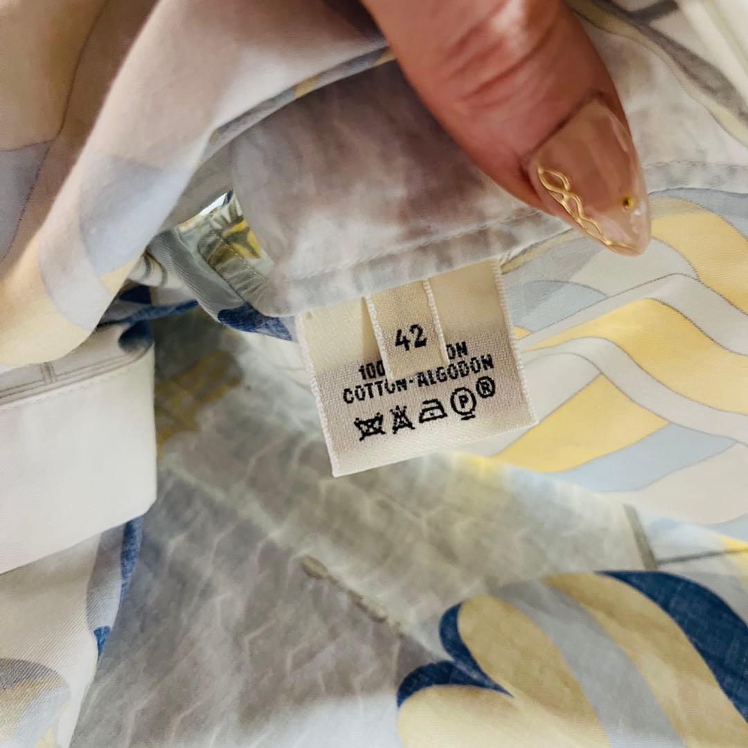 HERMES エルメス　幾何学模様 半袖シャツ コットンシャツ　ノースリーブ