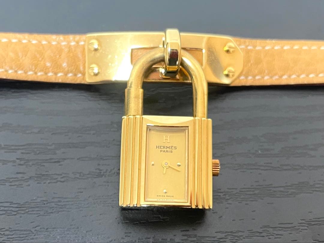 あ*♡様 HERMES ケリーウォッチ ゴールド×ライトブラウン 腕時計 現状お