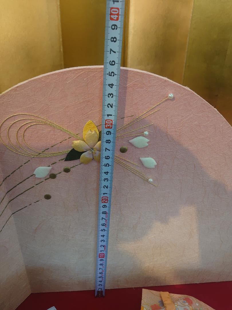 ●新品●　おひなさまセット　紬風衣装と和紙屏風