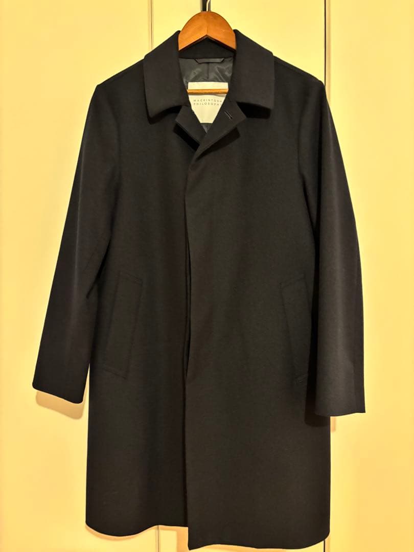 【美品】マッキントッシュフィロソフィー ステンカラーコート ネイビー 38