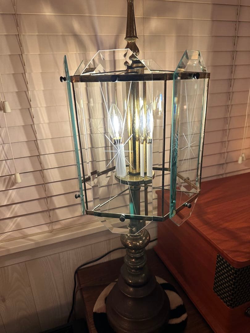 1950年代アメリカ製　サンバースト ガラスシェード　ランプ　ミッドセンチュリー