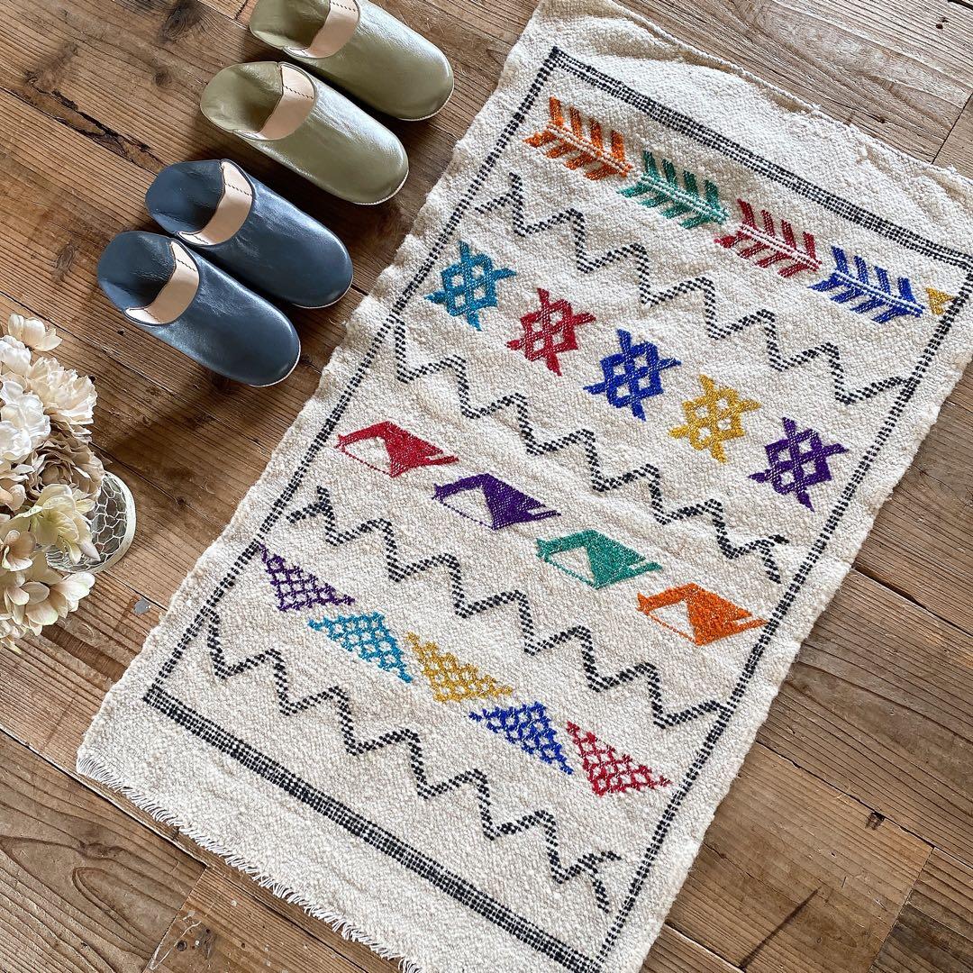 モロッコ ウール キリム ラグ 約57〜60×98cm