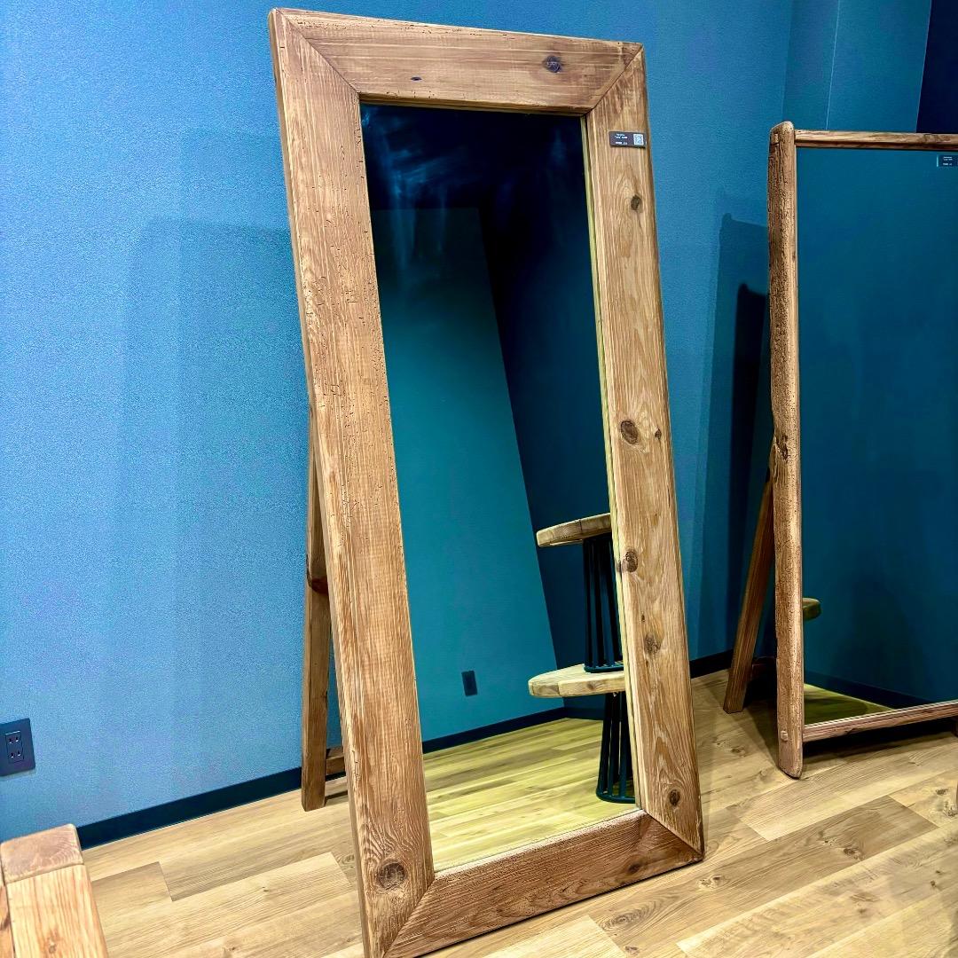 【送料無料】天然木古材　180cm ビッグミラー　全身鏡　スタンドミラー　北欧