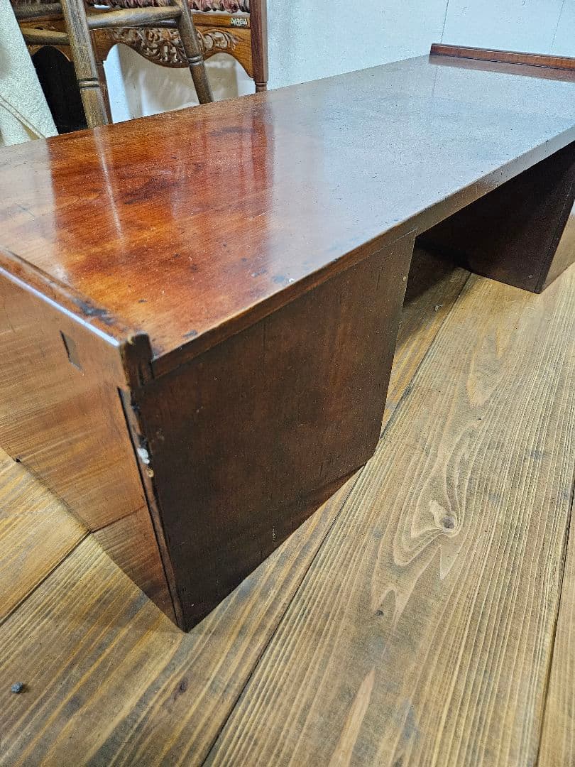 日本のアンティーク 漆塗りの文机 飾り台 抽斗 勉強机 座卓 木地呂塗り 古家具