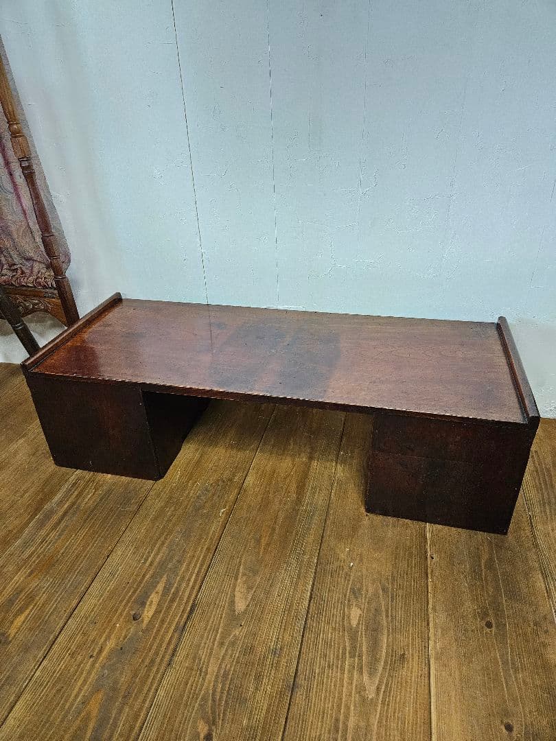 日本のアンティーク 漆塗りの文机 飾り台 抽斗 勉強机 座卓 木地呂塗り 古家具