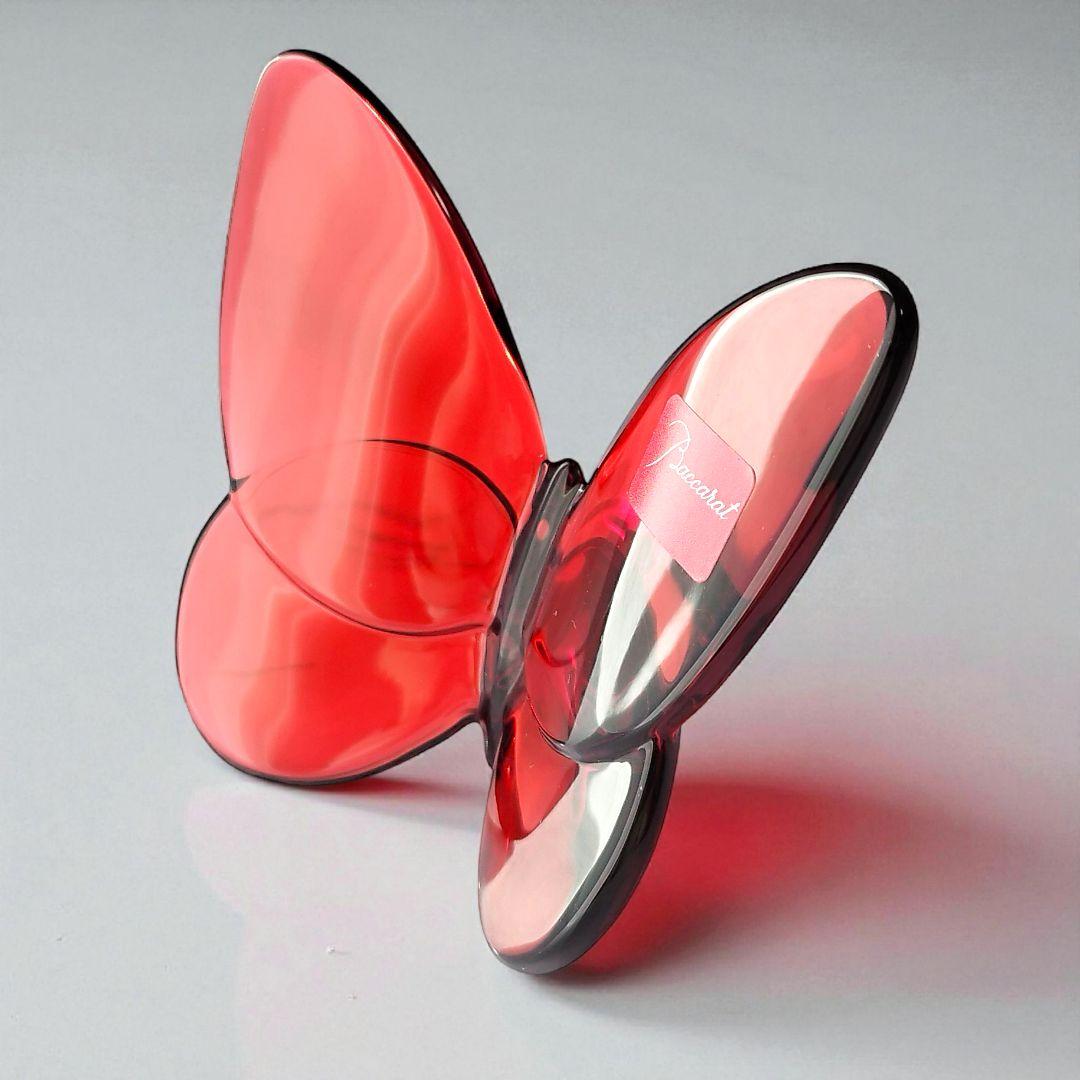 【未使用】Baccarat　バカラ　オブジェ　ラッキーバタフライ　レッド