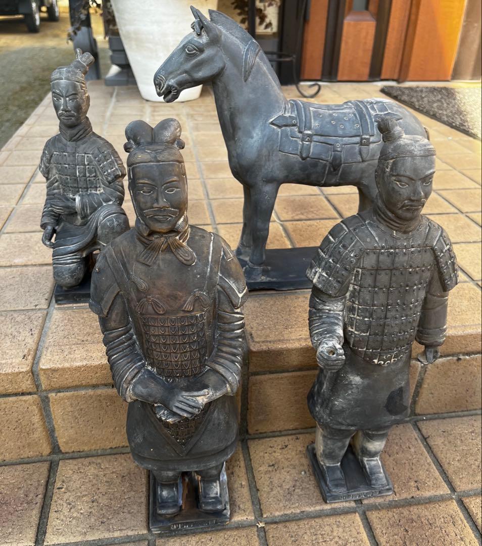 【4体】兵馬俑レプリカ　大型サイズ　中国骨董　アンティーク