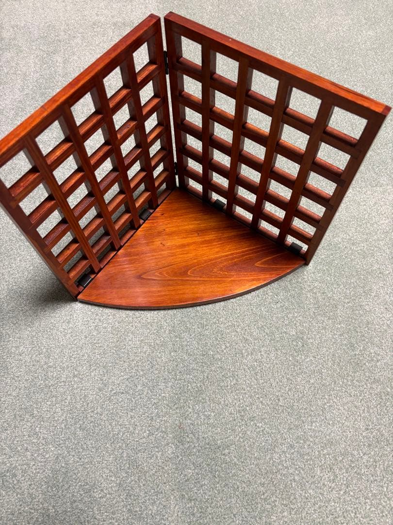 木製コーナーシェルフ ダークブラウン ラティス